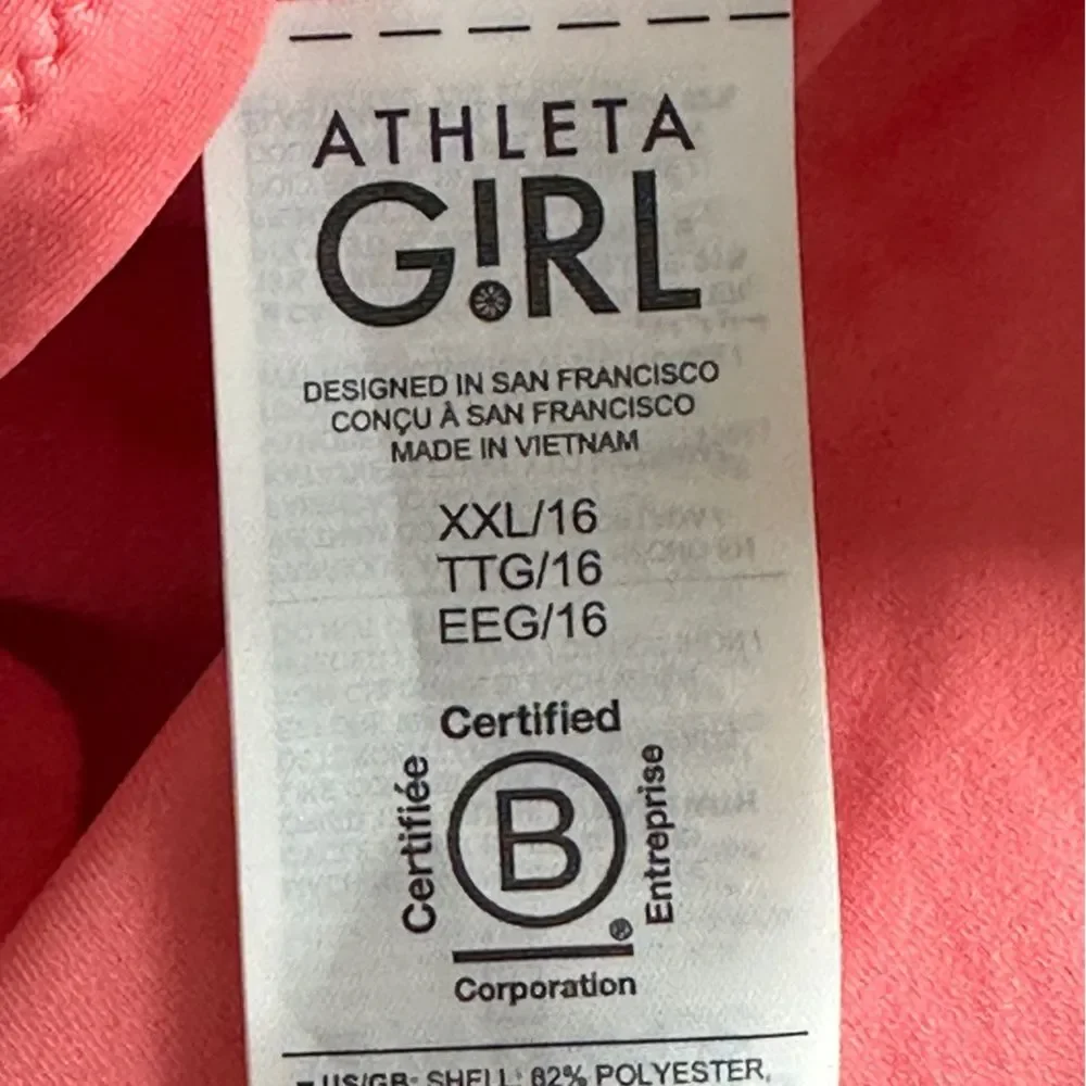 Athleta Girl High Neck Crop Tankini Coral Color Size XXL/16